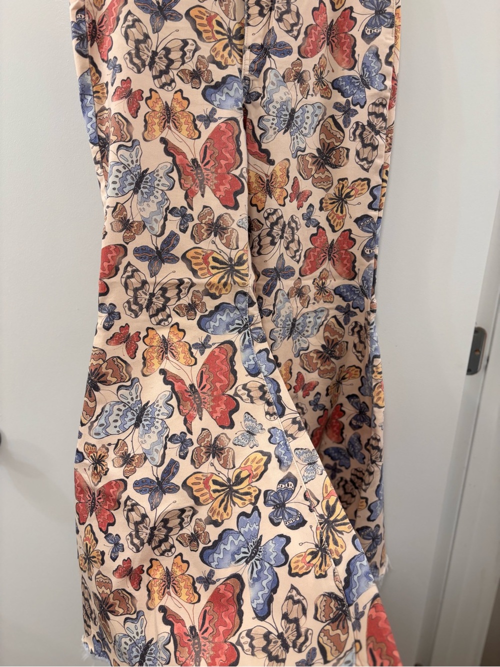 Free People Peach Butterfly Print Flare Jeans - Picture 4 of 12